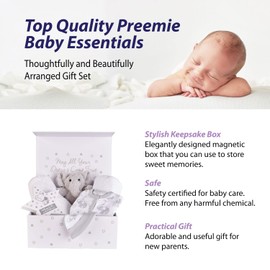Unisex Premature Baby Gift Set - New Baby Hampers, Nicu Baby Gifts, Gender Neutral Baby Gifts, New Baby Gift Set with Magnetic Box - Unisex Baby Gifts, New Born Baby Essentials for Preemie Babies
