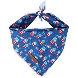 UP URARA PUP 4th of July Dog Bandana, Patriotic Bandana for Medium Large Dog, Cute Patriotic Puppy Bandana, Cotton American Flag Pet Triangle Bid Scarf Kerchief for Girl Boy Dogs