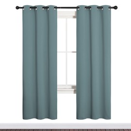 NICETOWN NICETOWN Modern Blackout Curtains Noise Reducing for Bedroom, Thermal Insulated and Privacy Room Darkening Drape Panels for Boy's Guest Room Door Window (Greyish Blue, 2 Panels, W34 x L72 -Inch)