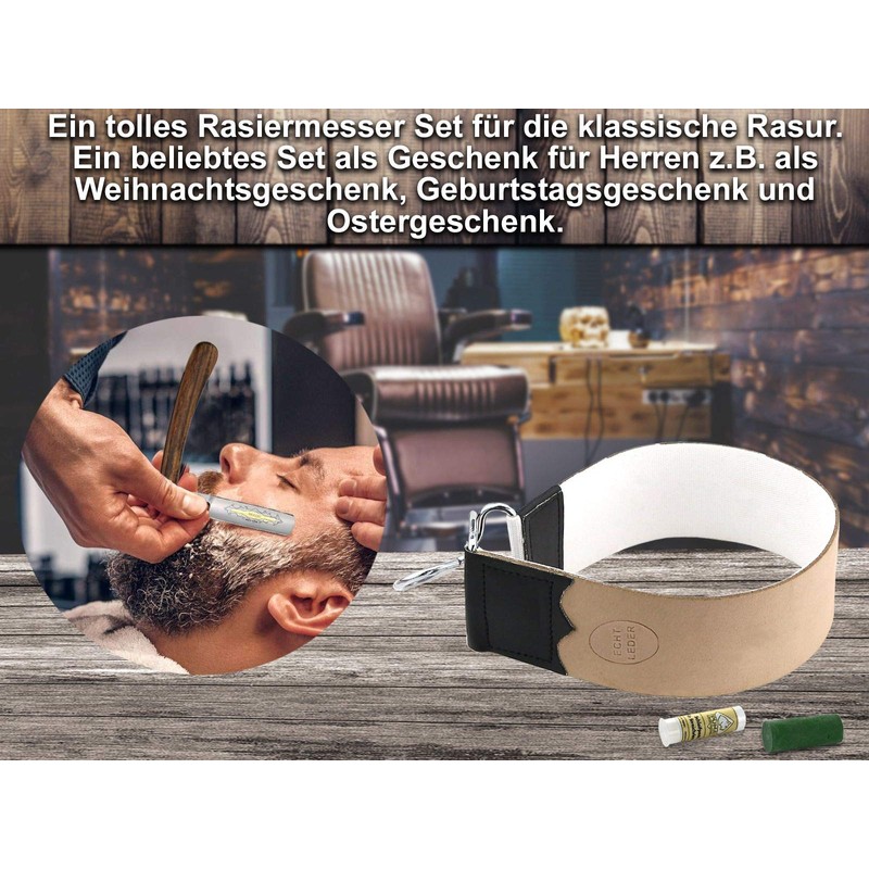 Professional Razor Strop Leather Linen with Solingen Paste