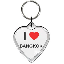 I Love Bangkok Heart Shaped Keyring, clear