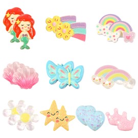 Deepton 10 Pairs of Clip Earrings Kids Girls Ear Clips Girls Clip Earrings Girls Ear Clips Children Magnetic Earrings Girls Unicorn Flower Princess Earring Set (C)