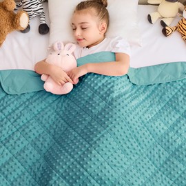 yescool Weighted Blanket Kids 10 lb Teal Cooling Weighted Throw Blanket Minky Plush Heavy Blankets Microfiber Small Blankets Fleece Warm Weighted Comforter, 40 * 60in