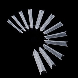 BNG Carving Dual Nail Shapes, Pack of 120, 3D Texture, Dual Shape for Gel Nail Art Extension, Professional Transparent Full Cover Nail Shapes for Quick Assembly, Reusable Shape D