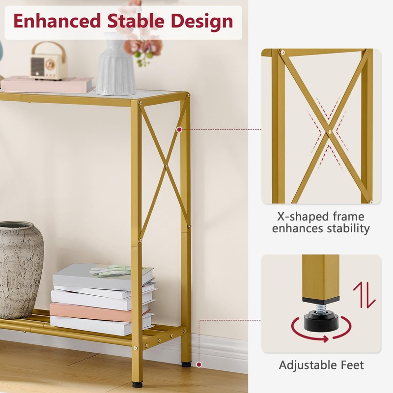 Tajsoon 28.3" Entryway Table, 2-Tier Small Consle Table for Entryway,