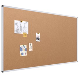 VIZ-PRO Large Cork Bulletin Board, 72 X 48 Inches, Wall-Mounted Corkboard with Silver Aluminium Frame for School, Office, and Home 6' X 4'