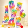 40 Inch Rainbow Gradient Number Balloons 0-9, Self Inflating Foil