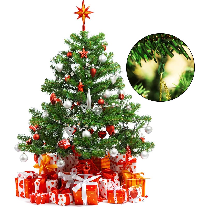 Pangda Christmas Tree Hooks Green Ornament Hooks Mini Hangers for