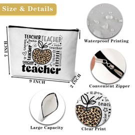 Funny Teacher Makeup Bag, Leopard Teacher Appreciation Gifts, Teacher Cosmetic Bag Thank You Gifts for Teacher Friends Sisters Mom Coworker-C01