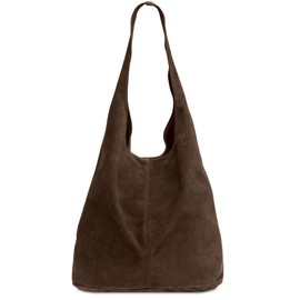 Caspar TL767 Large Leather Women’s Shopper Bag - Brown -