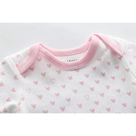 Kiddiezoom Baby Bodysuit Pants, Toddler Jumpsuit Set, Outfits for Boys and Girls Cotton Caps, Scratch Mittens - Pack of 5 cute pink bodysuits, size: 80