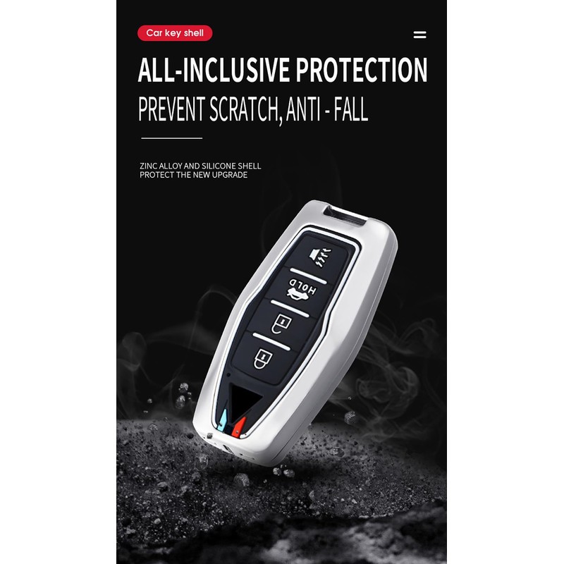 SANRILY Key Cover for Mitsubishi Key 2023, Silver-keyring B, 4