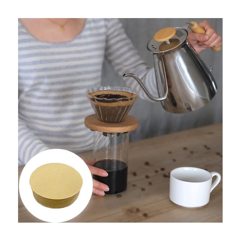 600 PCS Round Coffee Filter, Unbleached Natural Coffee Filter for