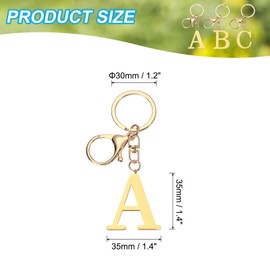 PATIKIL Initial Letter Key Chain, Letter A-Z Keychain Initials Keyring Cute Metal Alphabet Keyrings for Keys Handbag Backpack, Golden (A)