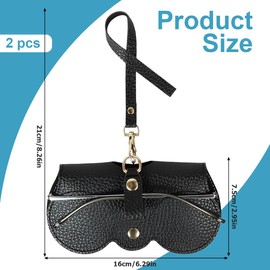OUDQFCJ Sunglasses Bag Made of Leather, Pack of 2 Sunglasses Case, Glasses Bag for Hanging, Portable Case for Sunglasses, Sunglasses Storage Holder, Sunglasses Case Leather