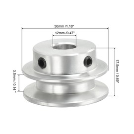 PATIKIL V-Belt Pulley, 12mm Fixed Bore 30mm Outer Dia Single Groove Pulley Wheel Aluminum Alloy V-Groove Drive Pulley for Motor Shaft 1-3MM PU Round Belt