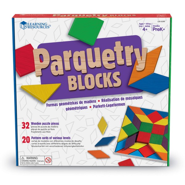 Learning Resources Parquetry Blocks & 20 Pattern Cards, 53 Piece