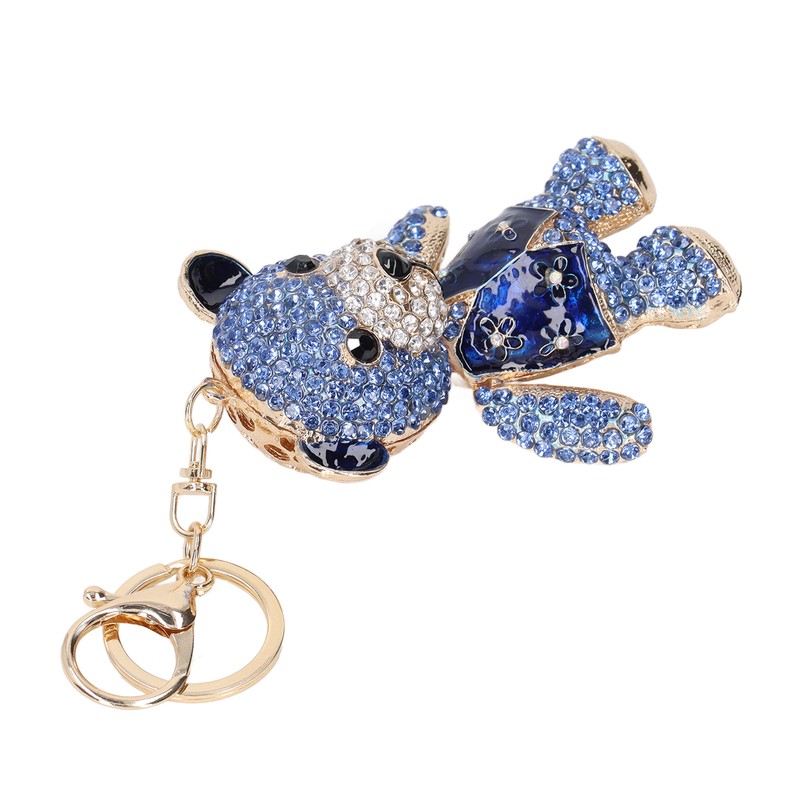 Bear Keychain Electroplate Long Bright Rhinestones Bear Keychain with Hook