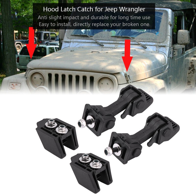 Pair Front Hood Latch Safety Catch & Bracket for Jeep