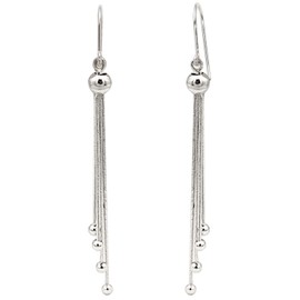 LÖB Women's Earrings 925 Silver with Tassels XXL Chain Pearl Ball Pendant Earrings Long Modern Simple 9.5 cm, Sterling Silver