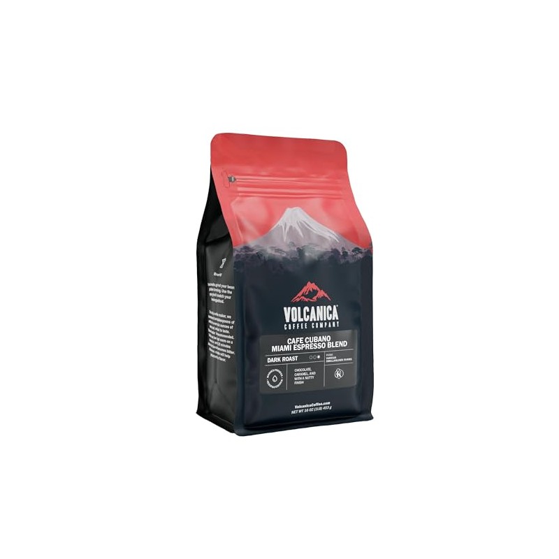 Volcanica Coffee Café Cubano, Tostado Oscuro, Café Cubano, Grano Entero,