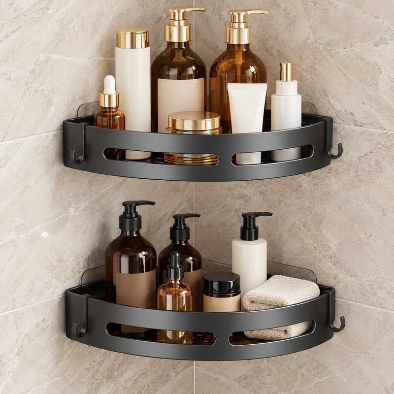 Corner Shower Caddy for Bathroom Storage – No-Drill Wall-Mounted Shelf