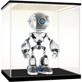 Acrylic Display Case / Display Case for Model Cars, Figures, Minerals with LED Lighting (10 x 10 x 10 cm)