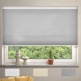 MYshade Cordless Cellular Window Shades Light Filtering Blinds for Indoor Windows 1.5 inch Honeycomb Cell Sheer Fabric Accordion Pull Down Blinds Easy Lift Easy to Install, Size 43" W X 72" H (Grey)