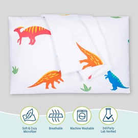 Wildkin Kids 2 Pack Microfiber Pillow Case for Boys & Girls, Soft & Breathable Fabric Pillow Cover, Perfectly Sized for Toddler Pillows (Jurassic Dinosaurs)