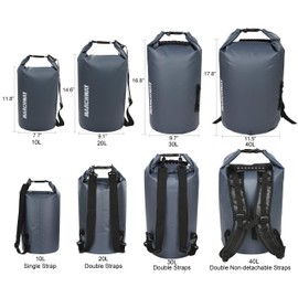 MARCHWAY Floating Waterproof Dry Bag Backpack 5L/10L/20L/30L/40L, Roll Top Pack Sack Keeps Gear Dry for Kayaking, Rafting, Boating, Swimming, Camping, Hiking, Beach, Fishing (Grey, 40L)