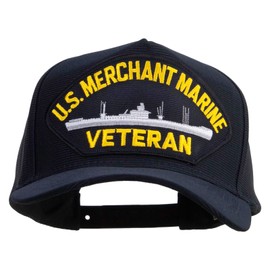U.S. Merchant Marine Veteran Patched Snapback Hat Made in USA - Navy OSFM