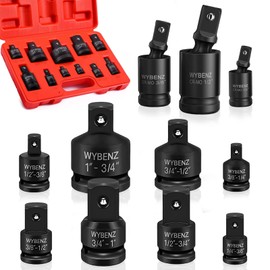 11PCS Impact Socket Adapter and Reducer Set, 1/4" 1/2" 3/8" 3/4" Impact Adapter Set & Universal Joint Impact Swivel Socket Set, Wobble Drive Socket Set with Storage Case