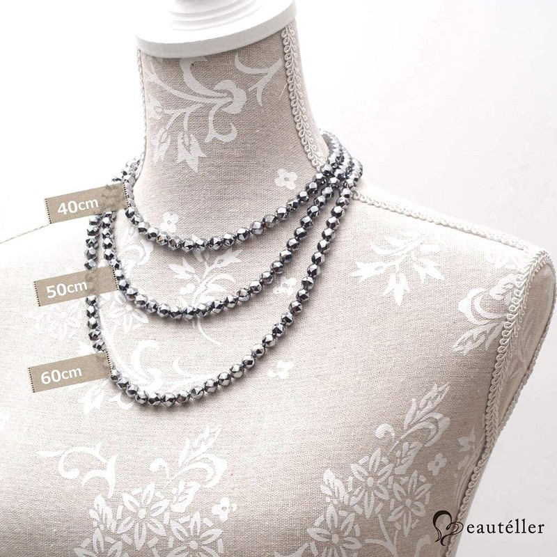 Beautéller Genuine Terahertz Ore Necklace Star Cut 8mm Ball 50cm
