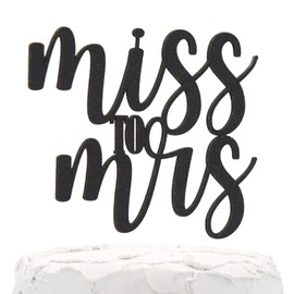 NANASUKO Bachelorette Party Cake Topper - Miss to Mrs - Double Sided Black Glitter - Premium quality Made in USA