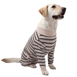 TQFlow Dog Recovery Suit, Pet Surgical Suits Medical Shirt for Female Male, Stripes Spay Suit for Wounds Protectation, Dog Cone E-Collar Alternative, Operative Onesie Bodysuits Shirts (Beige, S)