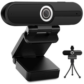 Webcam 4K 1080P mit Mikrofon 8 Megapixel USB Computer Web-Kamera Privatsphäre Auslöser und Stativ, Pro Streaming Webcam PC Mac Desktop Laptop für Video-Anrufe Aufzeichnung Conferencing Zoom Skype