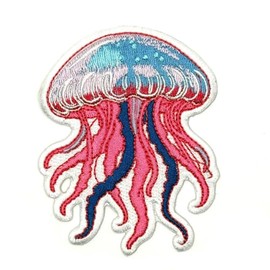 3.5" Jellyfish Iron On Patch - Embroidered Ocean Sea Creatures Applique Appliques Iron On Sew On Patches for Holes, Clothing, Jeans, Hat, Backpacks, Clothes