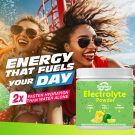Electrolytes Powder No Sugar, Electrolyte Drink Mix, 5 Vitamins & 6 Electrolytes, Keto Friendly, Potassium & Salt, Sugar Free Hydration Powder, Lemon Flavour 300g