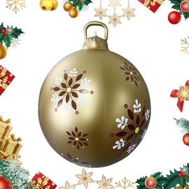 Inflatable Christmas Ball PVC Christmas Inflatable Decorated Ball 60cm Outdoor Large Christmas Xmas Balls for Outside Holiday Christmas Ornament Yard Lawn Porch Garden Decor (C)