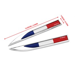 PTDecals 1 Pair French FR Flag Metal Emblem Sticker 14.7 cm x 2 cm Graphic Sticker Badge For Vehicle Engine Car Mudguard Side Skirts Boot Boat Tailgate Door Protector Window