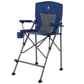EVER ADVANCED Tall Directors Chair with Cup Holder 31", Bar Height Folding Chair for Camping, Sports with Carry Bag, Mesh Pockets and Footrest, Heavy Duty 300 lbs, Blue