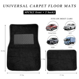 MUQIDA 4PCS Car Floor Mats, Anti-Slip Waterproof Car Carpets with Safety Heel Pad, Heavy Duty Floor Mat for All Weather Protection, Universal Trim to Fit for Sedans Trucks SUVs (Black)