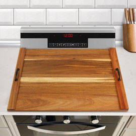 Acacia Wood Noodle Board Stove Cover with Handles, 29.5"×22" Wood Stove Covers for Gas Stove Top, Wooden noodle boards Stovetop Cover for electric stove top