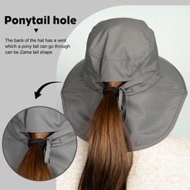 TOP-EX XL Sun Hats for Women UPF 50 Wide Brim Summer Hatsfor Ladies Waterproof Fishing Gardening Hat with Ponytail Hole & Neck Cover Packable Adjustable Purple X-Large Head