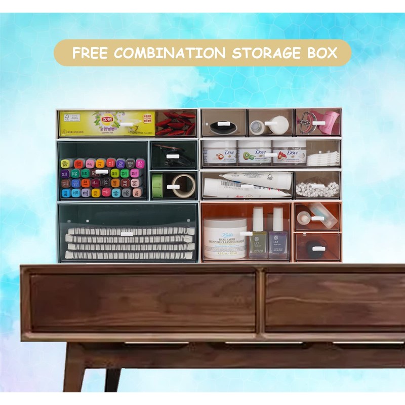 OSteed Desktop Stackable Storage 1 Drawer, White Plastic Stationery Drawer