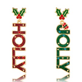 INNERDIVA Christmas Earrings for Women Cute Creative Letter Christmas Dangle Earrings, Holiday Jewelry Present