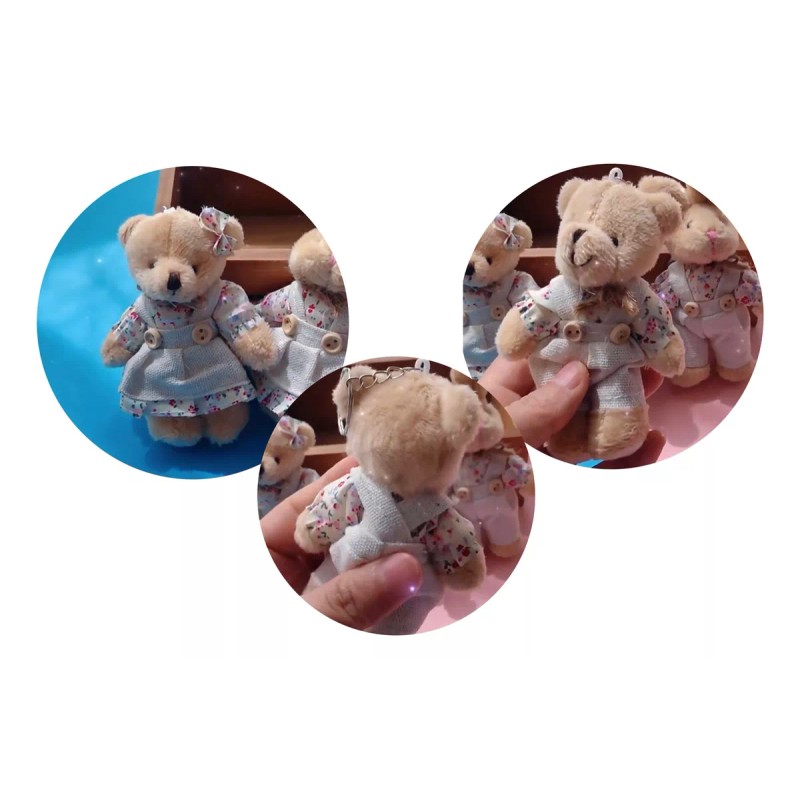 BRUJITA WAX Llavero De Pareja De Osos De Flores