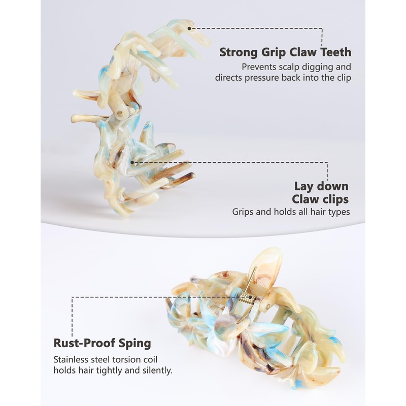 lulir Hair Clip Large 4 Pieces Flower Hair Clips Women's