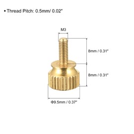sourcing map 10Pcs Knurled Thumb Screws, M3x8mm Brass Shoulder Bolts Stepped Grip Knobs Fasteners for PC, Electronic, Mechanical