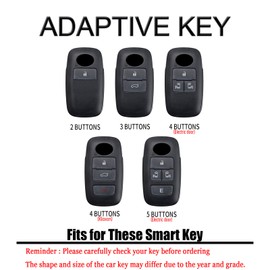 HIBEYO Key Fob Cover Compatible with Daihatsu Rocky Tanto Toyota Raize Rubber 2020 Accessories Alloy Carbon Fiber Key Shell with Keychains Smart Remote Auto Key-2 Button Black